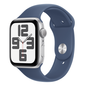 APPLE Watch SE GPS 44mm Silver Aluminium με Denim Sport Band Medium/ Large Smartwatch