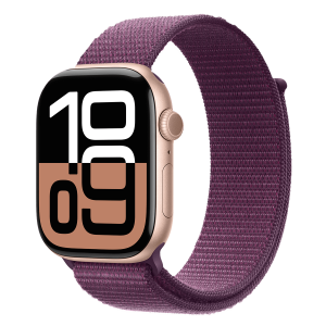 APPLE Watch Series 10 GPS 42mm Rose Gold Aluminum Case με Plum Sport Loop Smartwatch