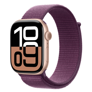 APPLE Watch Series 10 GPS 46mm Rose Gold Aluminum Case με Plum Sport Loop Smartwatch