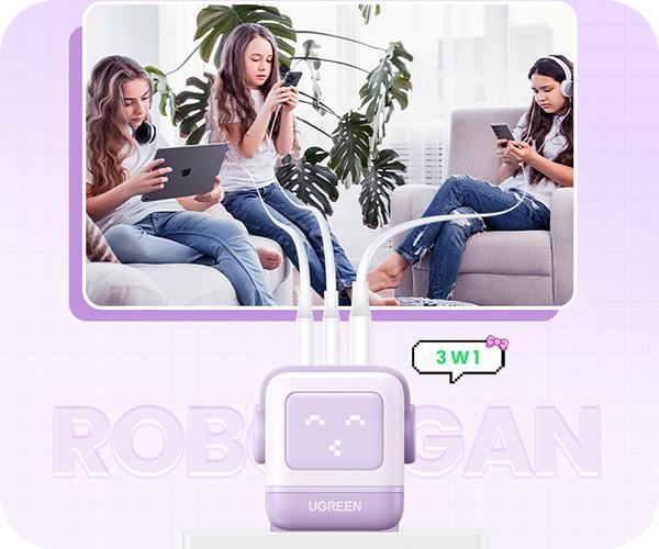 φορτιστής ταξιδίου UGREEN 3Port Gan 65W