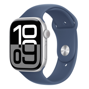 APPLE Watch Series 10 GPS + Cellular 46mm Silver Aluminium Case with Denim Sport Band Medium/ Large Smartwatch