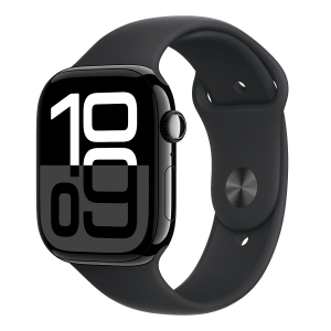 APPLE Watch Series 10 GPS + Cellular 46mm Jet Black Aluminium Case with Black Sport Band Medium/ Large Smartwatch