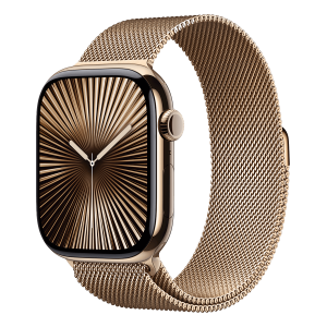 APPLE Watch Series 10 GPS + Cellular 42mm Gold Titanium Case with Gold Milanese Loop Small/ Medium Smartwatch